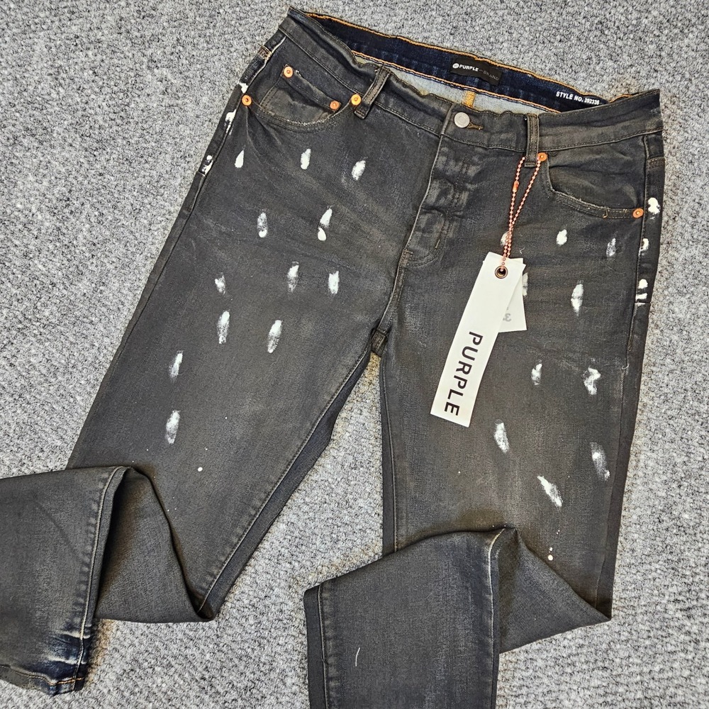 Purple Brand P001 Slim Fit Black Paint Splatter Jeans Style 202336 Mens Size 34